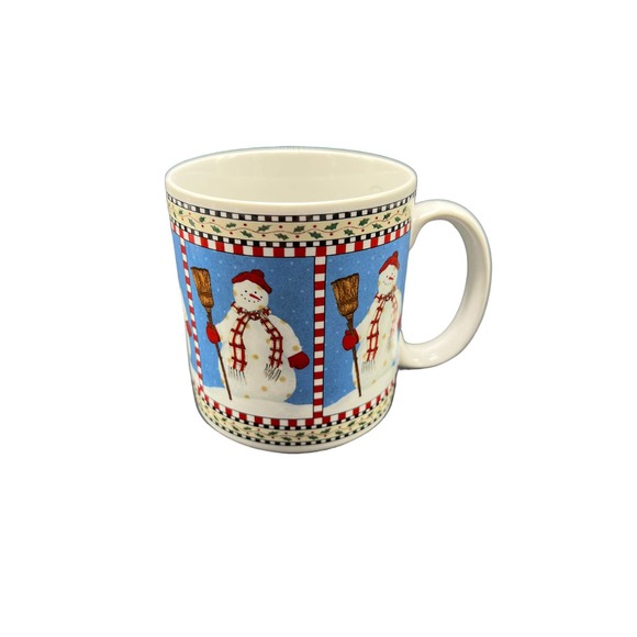 Vintage Debbie Mumm Set of 4 Rustic Snowman Mugs Great for Coffee, Cocoa, or Tea - Picture 5 of 6